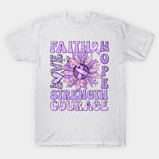 Gynecological Cancer Awareness - Sunflower strong faith love T-Shirt